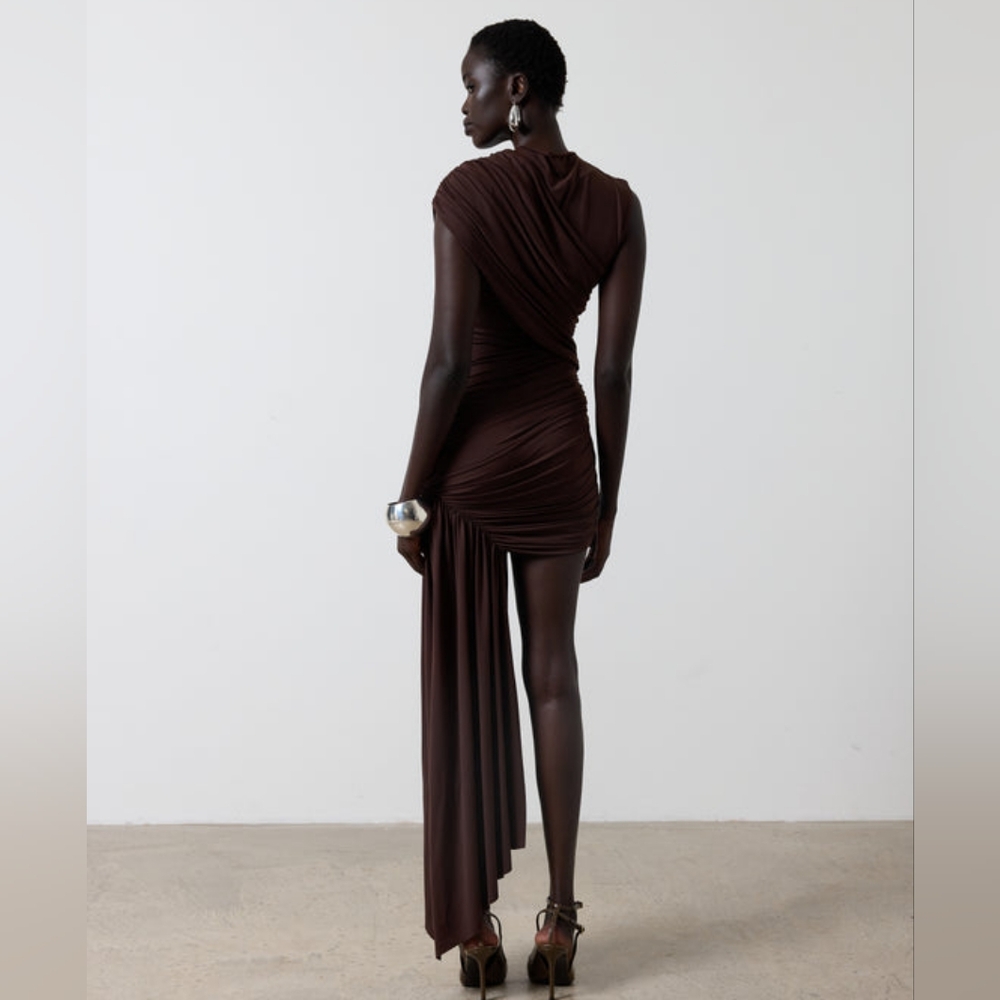 DE LA VALI ravenna mini dress In Brown Jersey - Picture 7 of 15